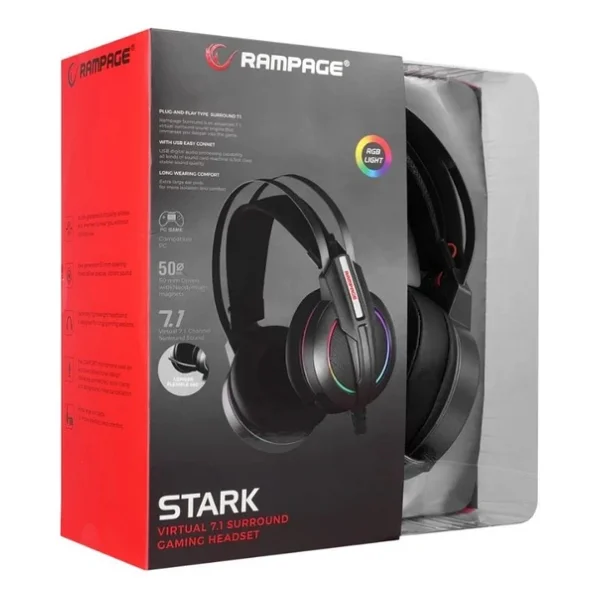 Rampage Stark Rm-K6 RGB 7.1 USB Kablolu Kulak Üstü Oyuncu Kulaklığı - Görsel 5
