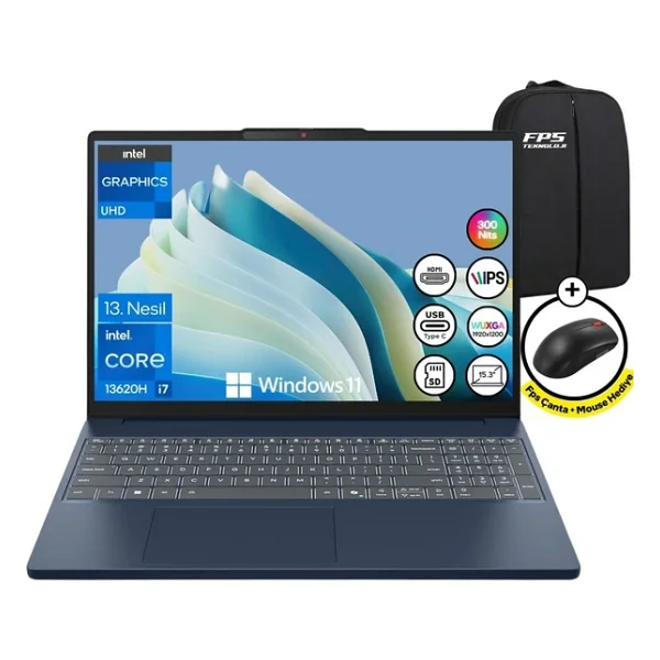 Lenovo Ideapad Slim 3 15ırh10 83k10060tr İ7-13620h 8 GB 1 TB SSD UHD Graphics 15.3" Wuxga Notebook - Görsel 3
