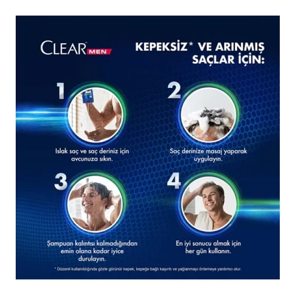 Clear Men Kepeğe Karşı Etkili Şampuan Cool Sport Menthol Ferahlatıcı Mentol Etkisi 350 Ml 4 Adet - Görsel 4