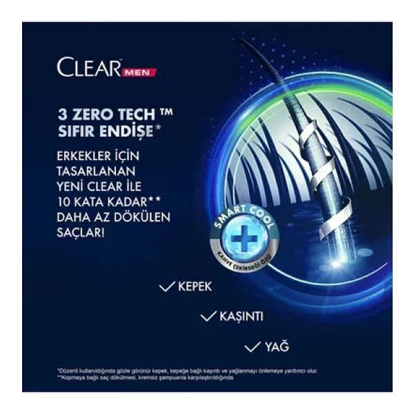 Clear Men Kepeğe Karşı Etkili Şampuan Cool Sport Menthol Ferahlatıcı Mentol Etkisi 350 Ml 4 Adet - Görsel 3