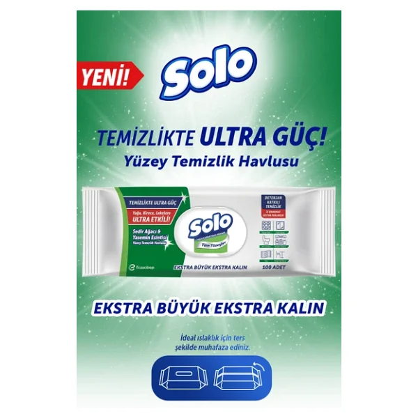 Solo Sedir Ağacı & Yasemin Esintisi Yüzey Temizlik Havlusu 100 Yaprak 3'lü - Görsel 2