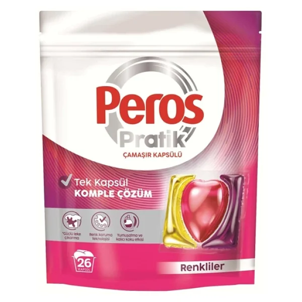 Peros Pratik Matik Çamaşır Deterjanı Kapsülü - Tableti 156 Adet Renkliler (6pkx26) - Görsel 4