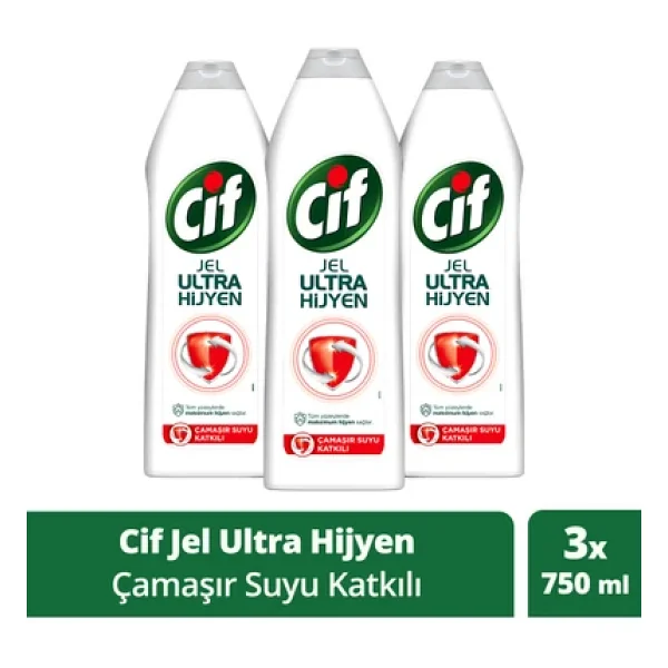 Cif Jel Ultra Hijyen Tüm Yüzeyler Için Çamaşır Suyu Katkılı 750 Mlx3 - Görsel 8