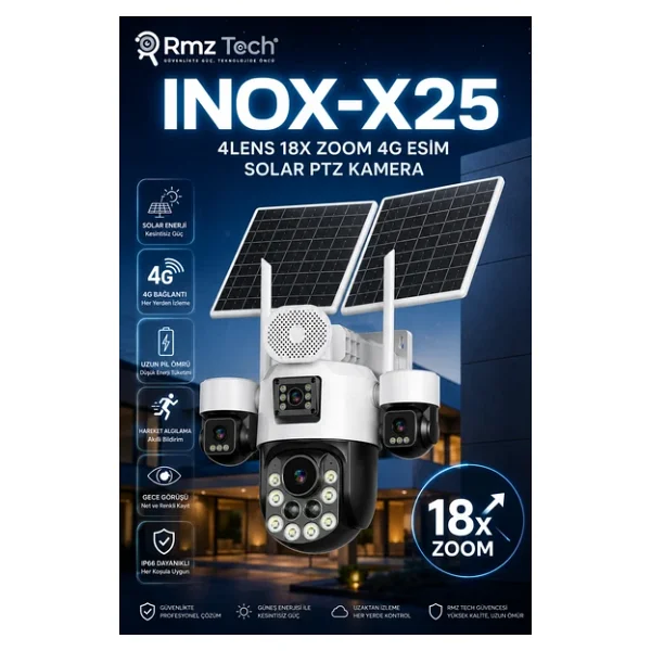 Inox Digital Inox-X25 Speed Dome Full HD 2 Mp Solar Güvenlik Kamerası - Görsel 6