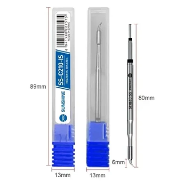 Sunshine SS-210-IS İnce Kıvrık İğne Tip Entegre Havya Ucu - T210 Profesyonel Hassas Lehimleme Kartuş Ucu - Görsel 3