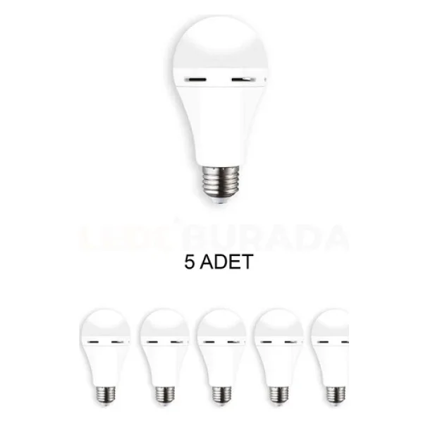 Cata Ct-4229 Beyaz Işık 9 W E27 Şarjlı 5'li LED Ampul - Görsel 4