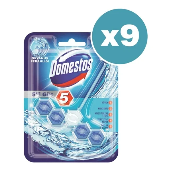 Domestos Wc Blok 5'li Güç Okyanus Ferahlığı 9 Adet - Görsel 3