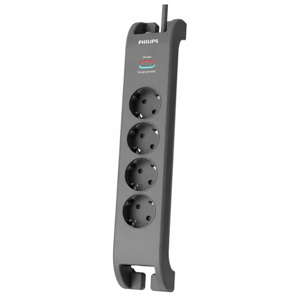 Philips Spn3140a/62 4'lü Akım Korumalı Priz, 2400 Joule, 2 M Kablo, Çocuk Korumalı, Anahtarlı, Gri - Görsel 2
