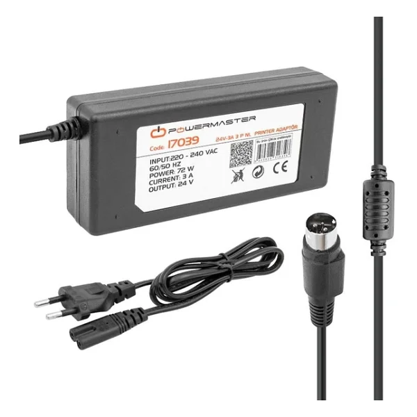 Powermaster Pm-17039 24 Volt - 3 Amper - 72 Watt 3 Pinli Plastik Kasa Masaüstü Prınter Adaptör - Görsel 4