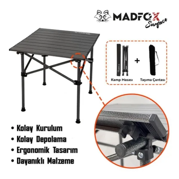 Madfox Surface 547271 53x50 Cm Alüminyum Katlanır Kamp Masası - Görsel 5