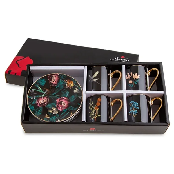 Jumbo Black Garden 4 Kişilik Kahve Fincan Takımı - Görsel 9