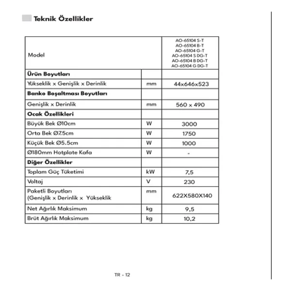 Vestel AO-65104 G-T Gri Ankastre Cam Ocak - Görsel 8