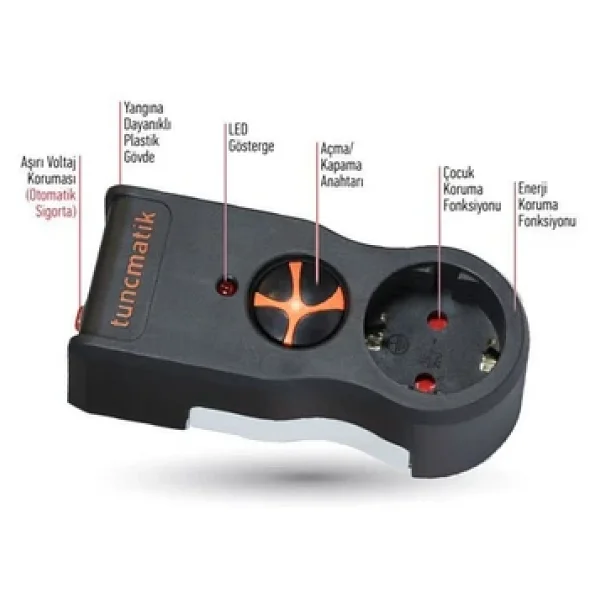 Tunçmatik Tekli Siyah Powersurge Akım Korumalı Priz Tsk5079 - Tsk19020 - Görsel 6