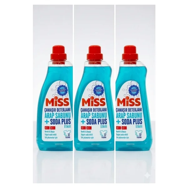 Miss Sıvı Çamaşır Deterjanı Arap Sabunu Ve Soda Etkili 1500 Ml X 3 - Görsel 3