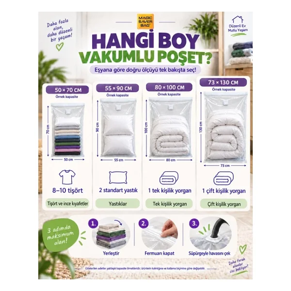 Magic Saver Bag 10'lu Vakumlu Poşet Set 3 - Görsel 3