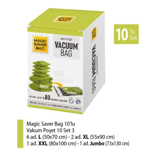 Magic Saver Bag 10'lu Vakumlu Poşet Set 3 - Görsel 3