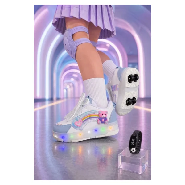 Muggo Colourful Çocuk Işıklı Patenli Tekerlekli Sneaker Spor Ayakkabı - Görsel 5