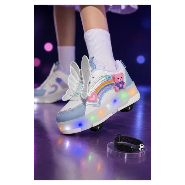 Muggo Colourful Çocuk Işıklı Patenli Tekerlekli Sneaker Spor Ayakkabı - Görsel 2
