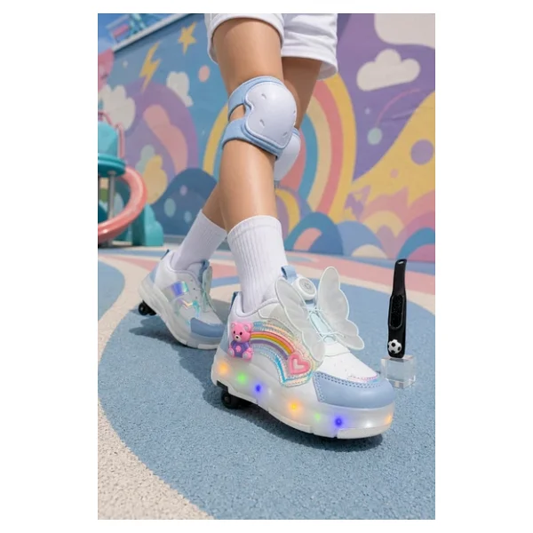 Muggo Colourful Çocuk Işıklı Patenli Tekerlekli Sneaker Spor Ayakkabı - Görsel 6