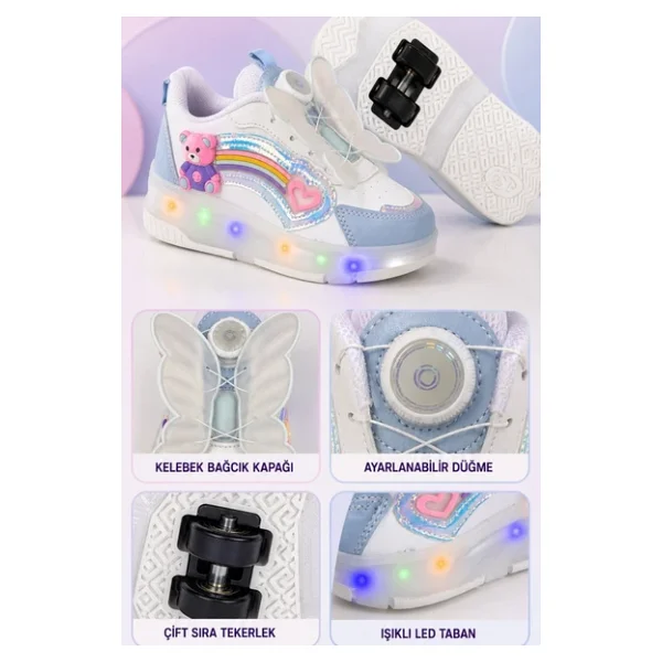 Muggo Colourful Çocuk Işıklı Patenli Tekerlekli Sneaker Spor Ayakkabı - Görsel 9