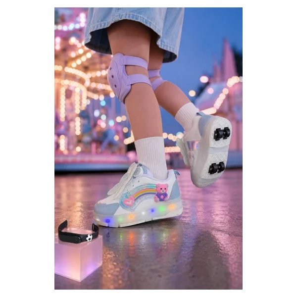 Muggo Colourful Çocuk Işıklı Patenli Tekerlekli Sneaker Spor Ayakkabı - Görsel 3