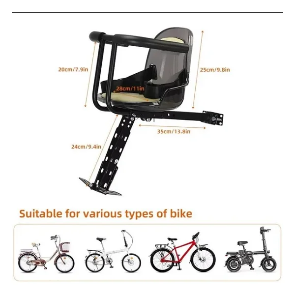 Sarissa E-Bike Bisiklet Çocuk Taşıyıcı Kadro Bağlantılı Elektrikli Bisiklet Uyumlu Çocuk Koltuğu - Görsel 5
