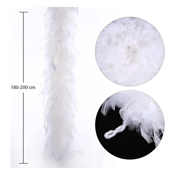 Mey İthalat Mey Ithalat Beyaz Renk Kabarık Kalın Otriş Boa Tüy 6 Cm Genişlik 180-200 Cm Uzunluk - Görsel 2