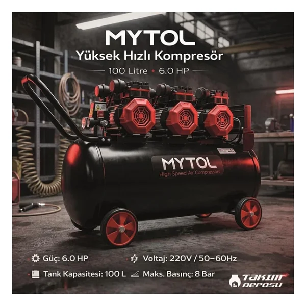 Mytol Myk1002 6 Hp Yüksek Hızlı 100 Lt Kompresör - Görsel 3