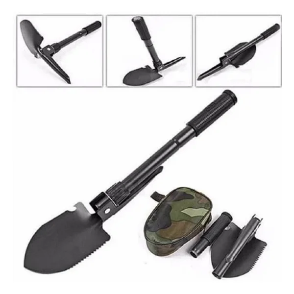 Pusulalı Katlanabilen Portatif Çantalı Mini Kazma Kürek Seti - Görsel 2