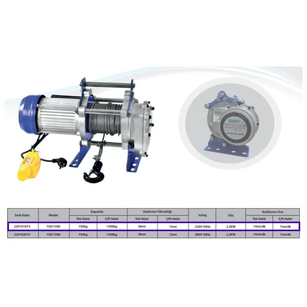 Elektrıklı Vınç 750/1500 Kg 30m 220 V - Echolıft - Görsel 6