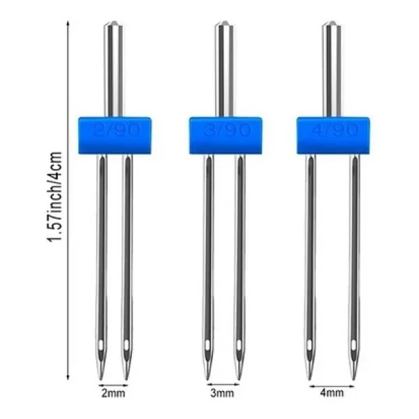 Singer Pfaff Dikiş Makine Zetina Bernina Janome Brother (2mm-3mm-4mm) Takım Çift Iğne - Görsel 2