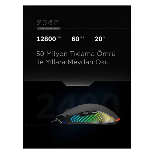 Rampage Spear Smx-G68 Siyah RGB Makrolu Ergonomik Optik Kablolu Oyuncu Mouse - Görsel 5