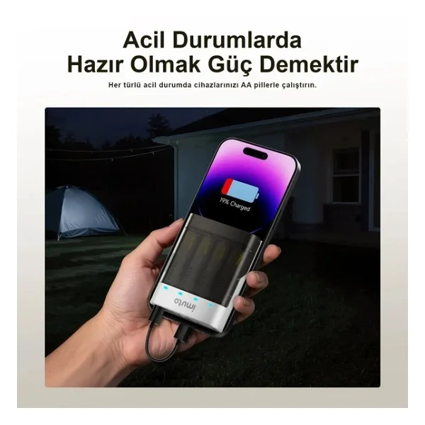 Imuto 3600mwh Aa Şarj Edilebilir Pil + Power Case Şarj Kiti (4'lü Paket) - Görsel 8