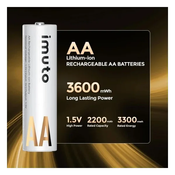 Imuto 3600mwh Aa Şarj Edilebilir Lityum Pil (8'li Paket) - Görsel 10