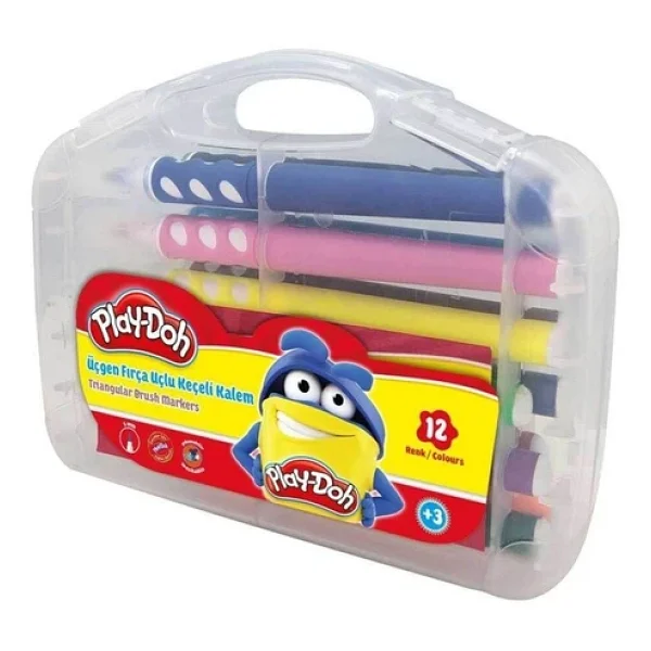 Play-Doh PLAY-KE019 Pvc Kutu 12'li Üçgen Keçeli Kalem - Görsel 4