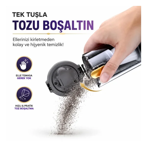 CS86 Plus Max 16.000 PA Şarjlı Kablosuz El Süpürgesi Fırçasız Motorlu Araç Süpürgesi Kahve-Gri - Görsel 6