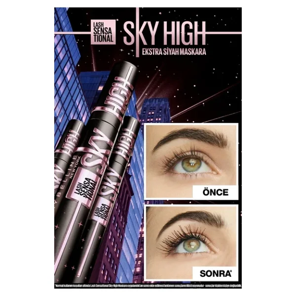 Maybelline New York Lash Sensational Sky High Cosmic Black Maskara - Görsel 7