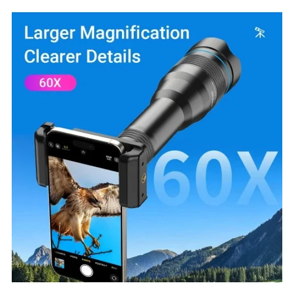 Apexel Klasik Mobil Süper 60x Akıllı Telefon Telefoto Lens Kiti - Görsel 7