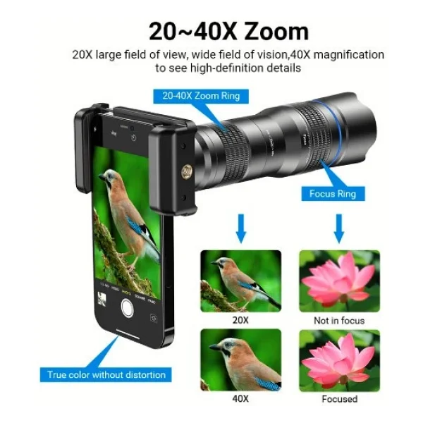 Apexel 20-40x Akıllı Telefon Telefoto Lens Kiti - Görsel 4