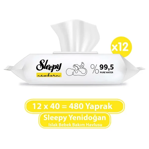 Sleepy Yenidoğan 40 Yaprak 12'li Paket Islak Mendil - Görsel 3