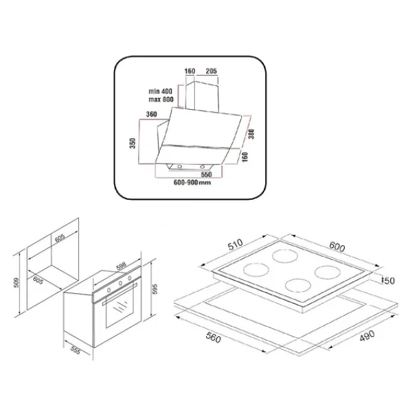 Exep Plus Line Beyaz 3 Lü Ankastre Set (Ed401-Eo320-Ef260) - Görsel 5