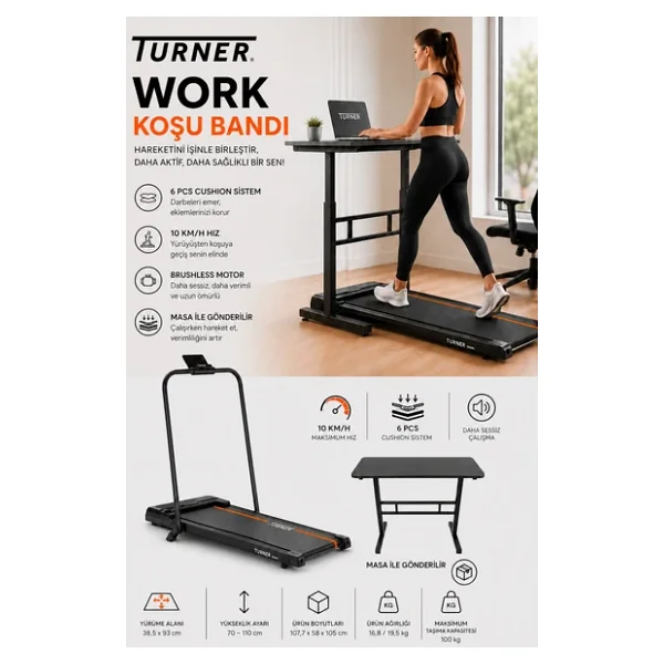 Voit Turner Work Masalı Katlanabilir Koşu Bandı - Görsel 5
