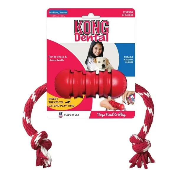 Kong Dental Diş Temizliği Sağlayan İp Sallantılı Köpek Oyuncağı M - Görsel 9