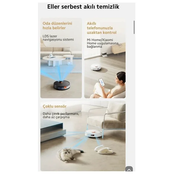Xiaomi Robot Vacuum S20 Beyaz Akıllı Robot Süpürge - Görsel 3