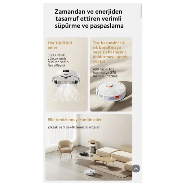 Xiaomi Robot Vacuum S20 Beyaz Akıllı Robot Süpürge - Görsel 4
