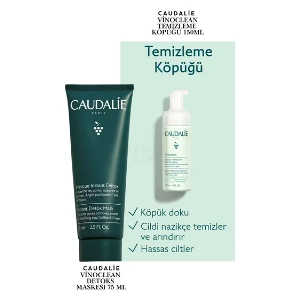 Caudalie Arındırıcı Temizleyici Bakım Set Detox Mask + Temizleme Köpük Orijinal Boy - Görsel 3