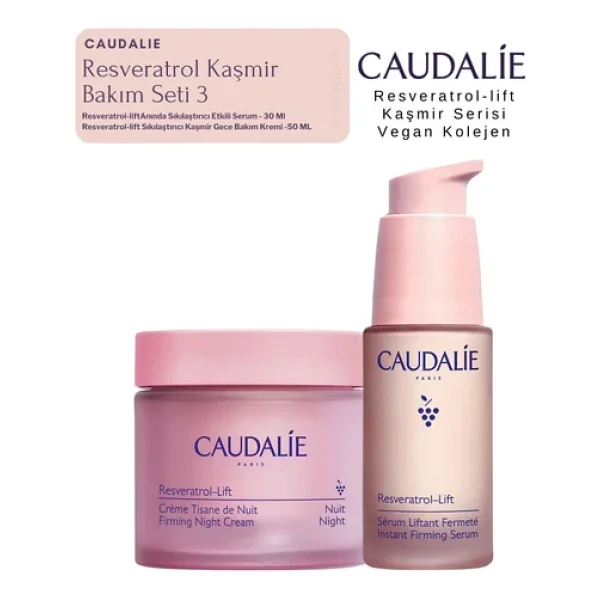Caudalie Resveratrol Kaşmir Bakım Seti 3 Gece Krem - Serum Orijinal Boy Set - Görsel 4