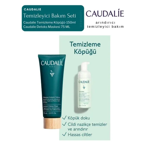Caudalie Arındırıcı Temizleyici Bakım Set Detox Mask + Temizleme Köpük Orijinal Boy - Görsel 4