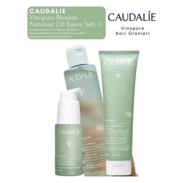 Caudalie Vinopure Blemish Serum + Tonik + Temizleme Jeli Orijinal Boy (3) Pürüzsüz Cilt Bakım Seti - Görsel 6