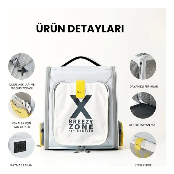 Petkit Breezy X Zone Evcil Hayvan Çantası Gri (Petkit Türkiye Garantili) - Görsel 6